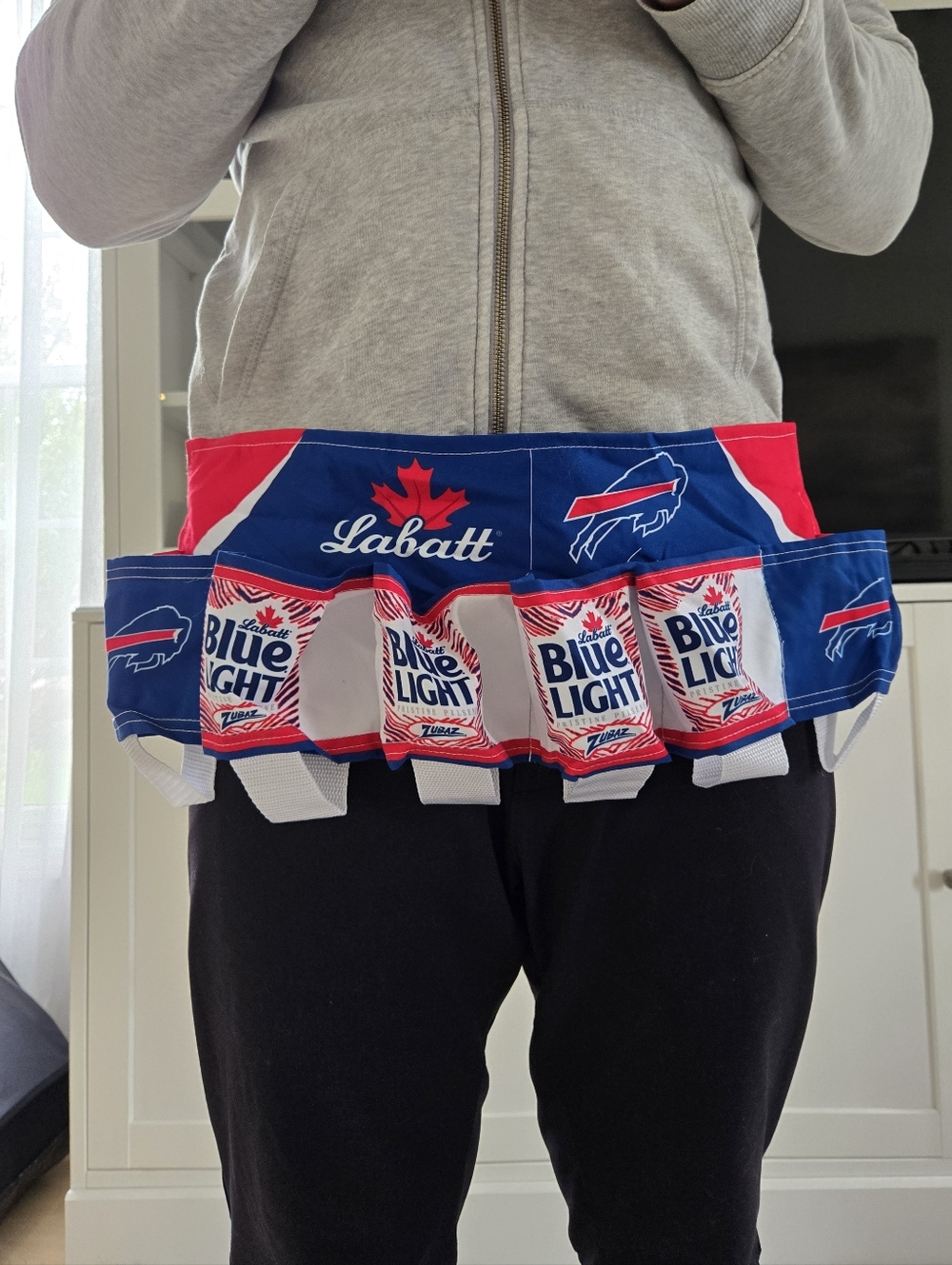 Labatt Blue Light Zubaz Buffalo Bills Can Cooler Belt
